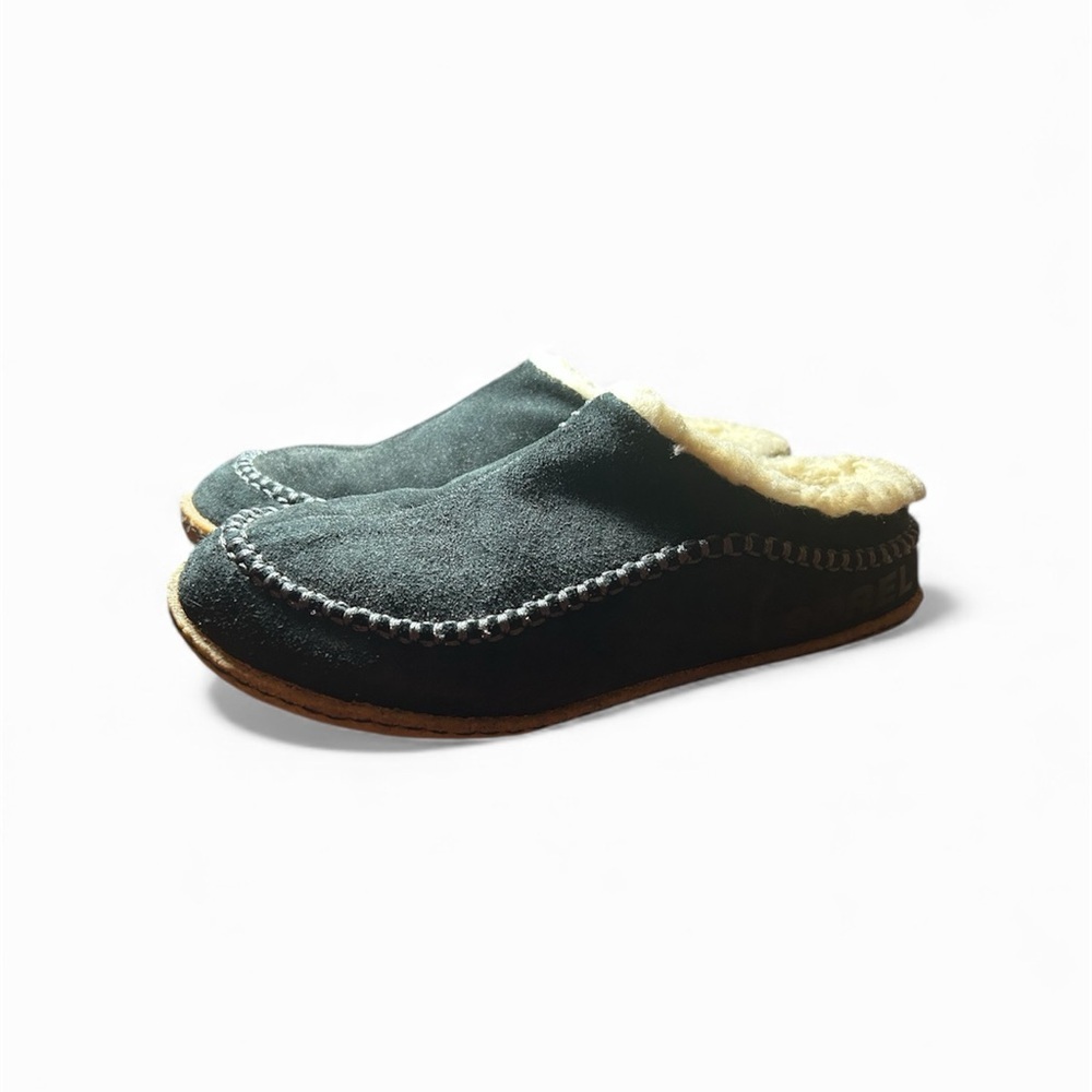 Sorel Falcone Ridge II men’s black Shearling-Lined suede Slippers sz 9 nwob,,#1